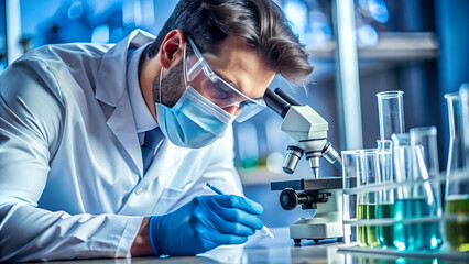 scientist looking through microscope,  scientist in laboratory, laboratory, science, research, New research, Medical advanment, lab, doctor, health, chemical, experiment in lab, chemist, test, 