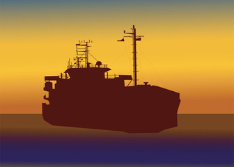 Fototapeta premium sunset ship.eps
