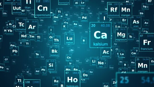 Moving through Chemical Elements Data Background Blue