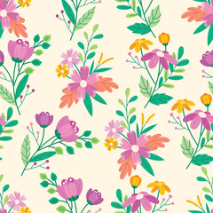 Abstract Vintage Seamless Floral Pattern Design