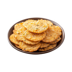 Golden Crispy Mathri on Bati Dish Isolated on Transparent Background – Great for Food Promotions and Festival Celebrations.