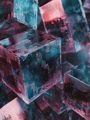 Vivid Crystal Cube Cluster Art