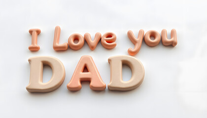 text I love you dad made from modeling clay isolated with white highlights, png