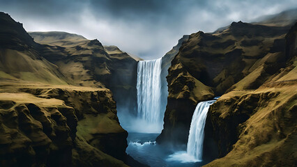 Fototapeta premium waterfall in the mountains view River water