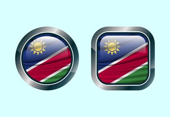 Fototapeta premium Glossy flag button of Namibia, High quality web button design