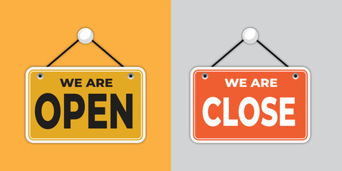 We are open, We are close, business, sign, open, notice, closed, opening, shut, apology, storefront, door hanger, 