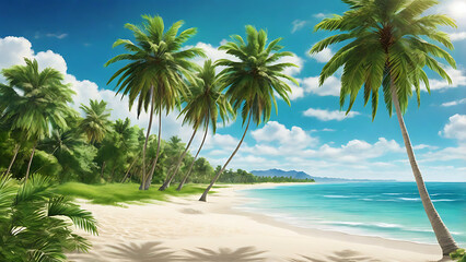 palm tree on the beach view River water