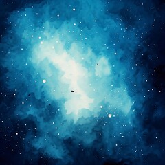 Blue watercolor space background. Illustration painting