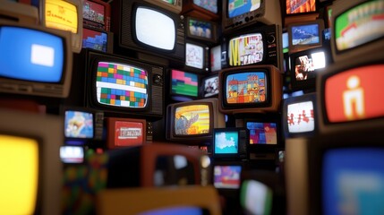 Vintage Televisions in a Retro Collage