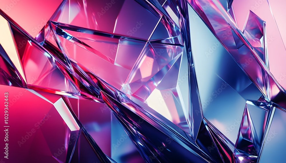 Poster a vibrant abstract design featuring colorful shards of crystal reflecting light and creating a stunn