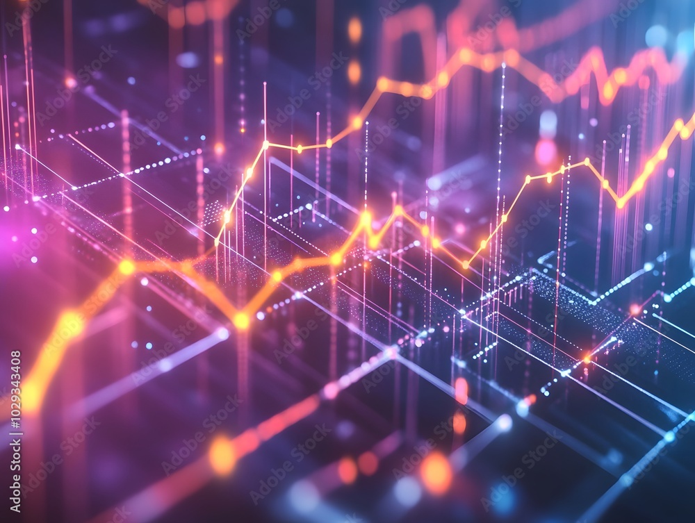 Aufkleber abstract digital visualization of data trends in vibrant colors, representing growth and analytics i