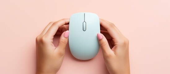 Pastel Blue Mouse on Pink Background