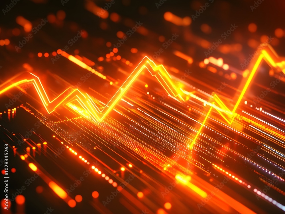 Poster dynamic and vibrant abstraction featuring glowing orange lines and patterns, perfect for representin