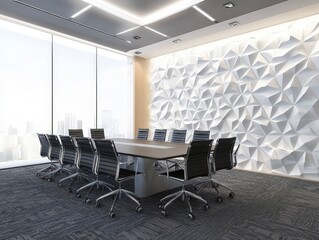 corporate office meeting room with windows