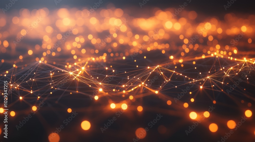Poster glowing nodes linked by dynamic lines, symbolizing the rapid advancement of digital connectivity.