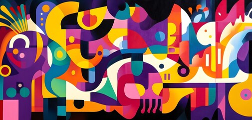 Obraz premium Vibrant abstract artwork featuring bold colors and dynamic shapes, perfect for modern decor or creative projects.