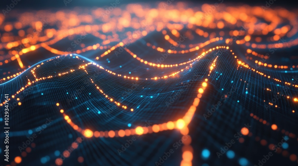 Poster glowing nodes linked by dynamic lines, symbolizing the rapid evolution of digital connectivity.