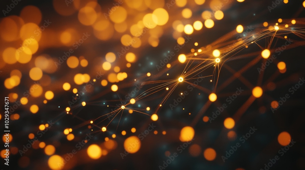 Poster glowing nodes linked by dynamic lines, symbolizing the rapid advancement of digital connectivity.