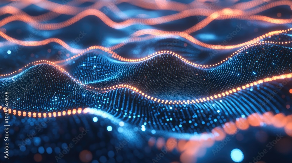 Poster glowing nodes linked by dynamic lines, symbolizing the rapid evolution of digital connectivity.