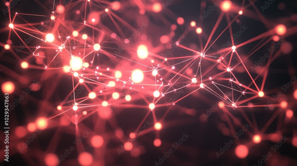 Poster glowing nodes linked by dynamic lines, symbolizing the rapid advancement of digital connectivity.