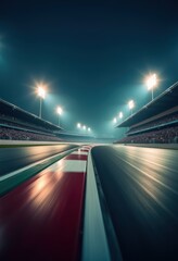 Obraz premium Experience the thrill of NASCAR at night with this dynamic image capturing the illuminated racetrack, perfect for motorsports and automotive promotion.