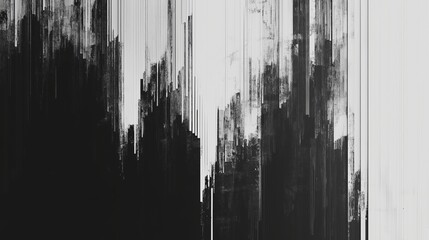 Abstract black and white artwork with sharp vertical lines creating a dynamic texture and contrast