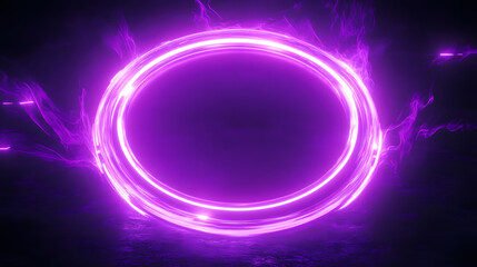 mesmerizing purple neon ring glowing against dark background futuristic cyberpunkinspired design with vibrant energy and depth abstract digital art concept