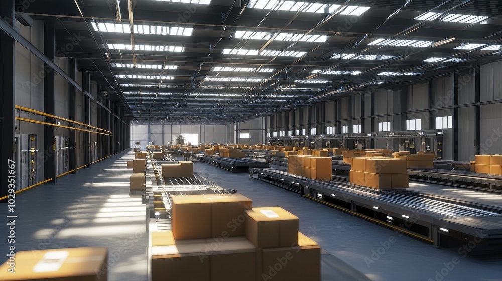 Poster high-tech logistics hub with state-of-the-art tracking and sorting technology