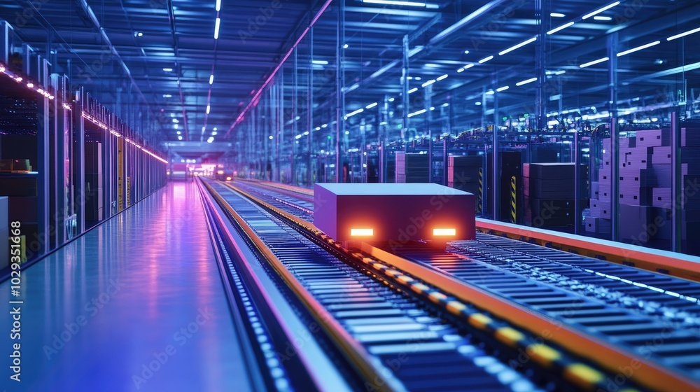 Poster high-tech logistics hub with state-of-the-art tracking and sorting technology