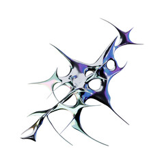 3D render showcasing futuristic iridescent chrome metallic type