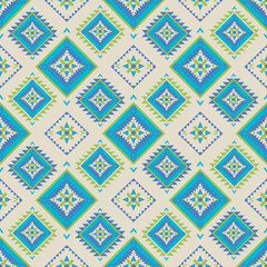 Tribal ethnic vector background. Abstract ethnic pattern design for wallpaper or texture. Ikat geometric folklore ornament. Colorful geometric embroidery for fabric, carpet, clothing.
