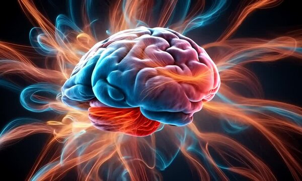 Experience the fascinating interplay of colors representing neural connections, showcasing how thoughts and emotions spark in the human mind. Witness the beauty of cognition