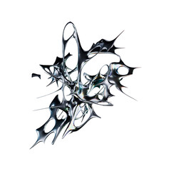 3D rendered futuristic chrome type with iridescent metallics