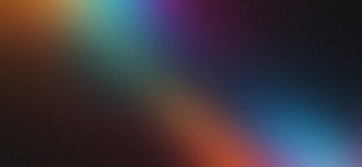 Colorful light beam crossing dark grainy gradient background