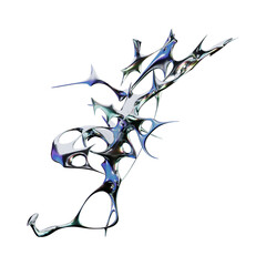 Iridescent chrome metallic type rendered in futuristic 3D