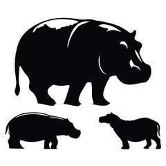 silhouette rhinoceros victor with white background 