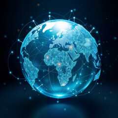 a glowing globe interconnected with lines, symbolizing global connectivity and technology. Ideal for themes related to innovation, communication, and international business