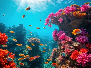 Naklejka premium Ethereal Underwater World with Colorful Coral Reef