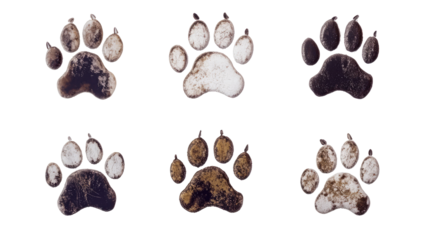 Collection of Various Dog Paw Prints Isolated on a White Background Generative AI