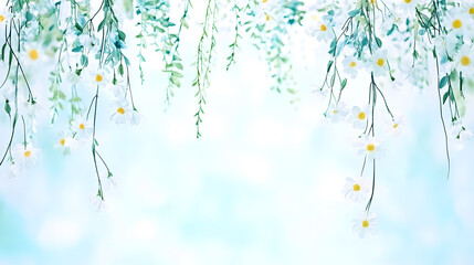 Harmonious Chinese Painting Showcasing Wildflowers and Willow Trees in a Calm Landscape