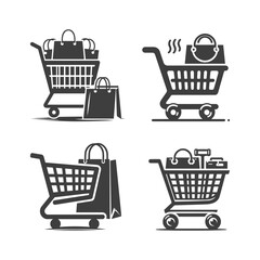 Vector shopping cart icon on white background.