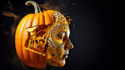 Fototapeta premium Abstract image of a humanoid pumpkin.