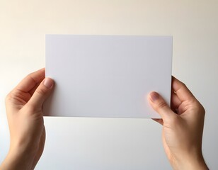 hand holding blank business card horizontally