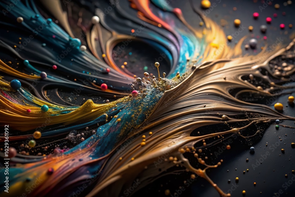Poster vivid colorful abstract background with dynamic paint strokes and splashes for product photography