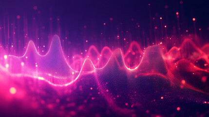 Abstract Pink Digital Waves Background   Futuristic Tech Design