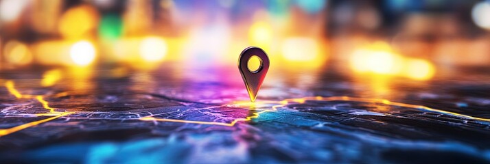 digital GPS location on the map and pin route path concept