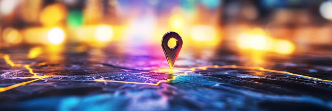 digital GPS location on the map and pin route path concept