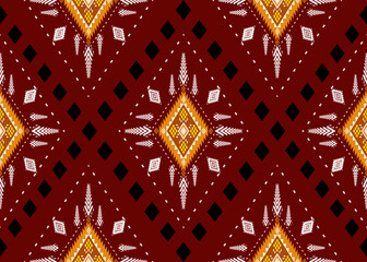 Ikat seamless pattern, geometric design, motif ethnic handmade, Ikat ethnic tribal, boho colors seamless wallpaper. Ethnic Ikat abstract background art. Illustration for greeting cards, printing