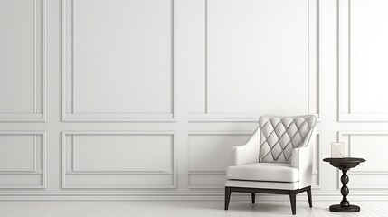 White Armchair and Side Table in a Minimalist Room