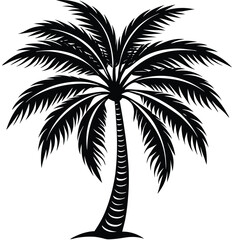 Sunset with Palm Tree Silhouette Vector | T-shirt Design Illustration Art